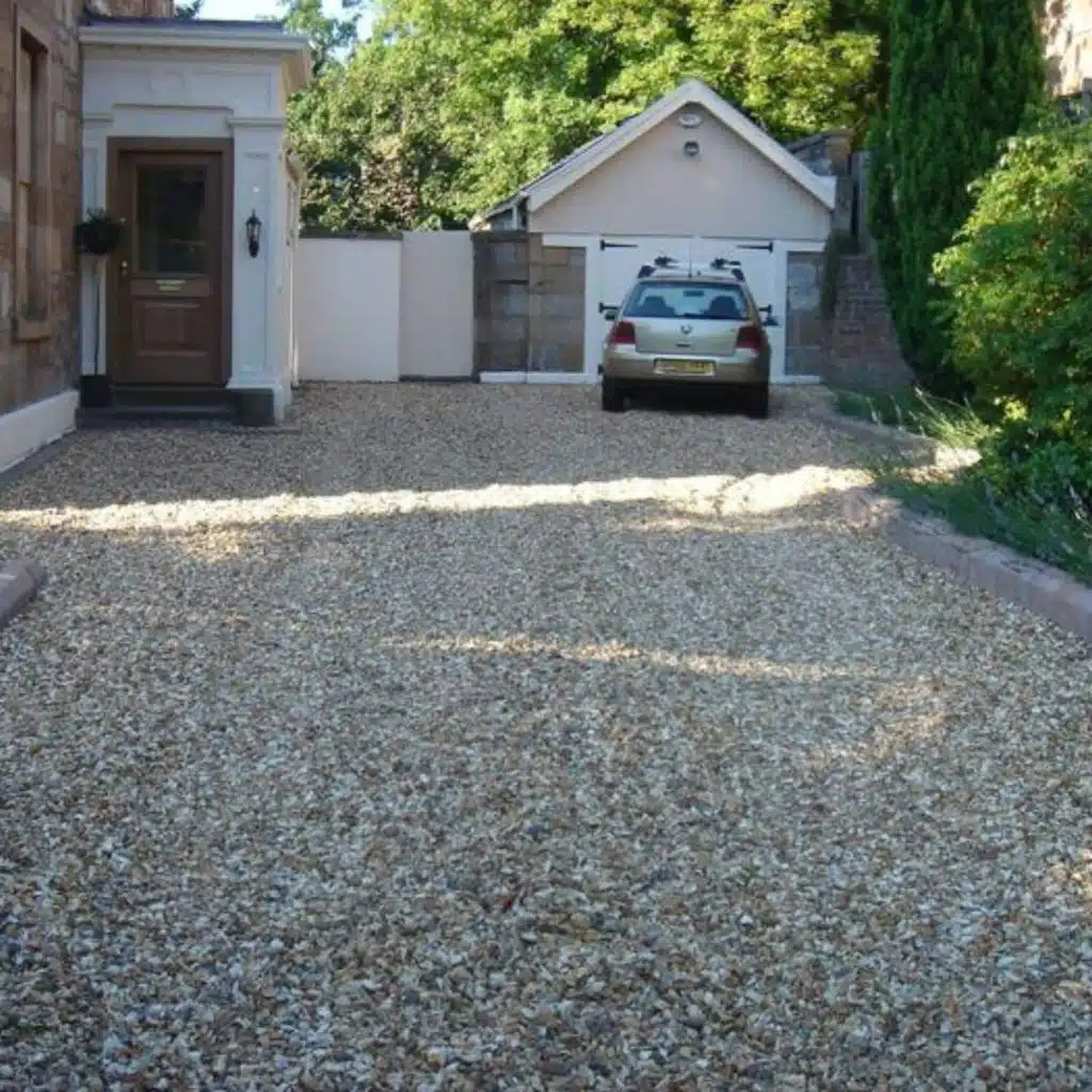 Shingle and gravel driveway